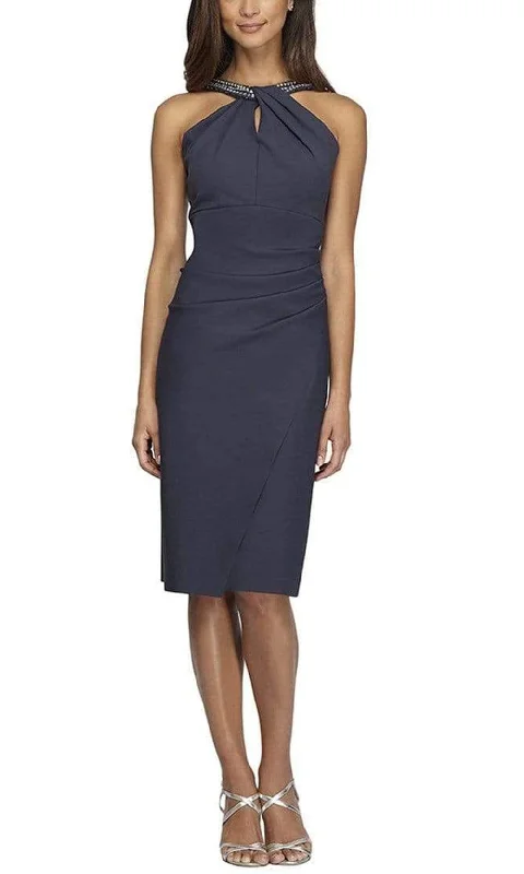 Limited Stock Alex Evenings - 134165 Beaded Halter Neck Fitted Cocktail Dress