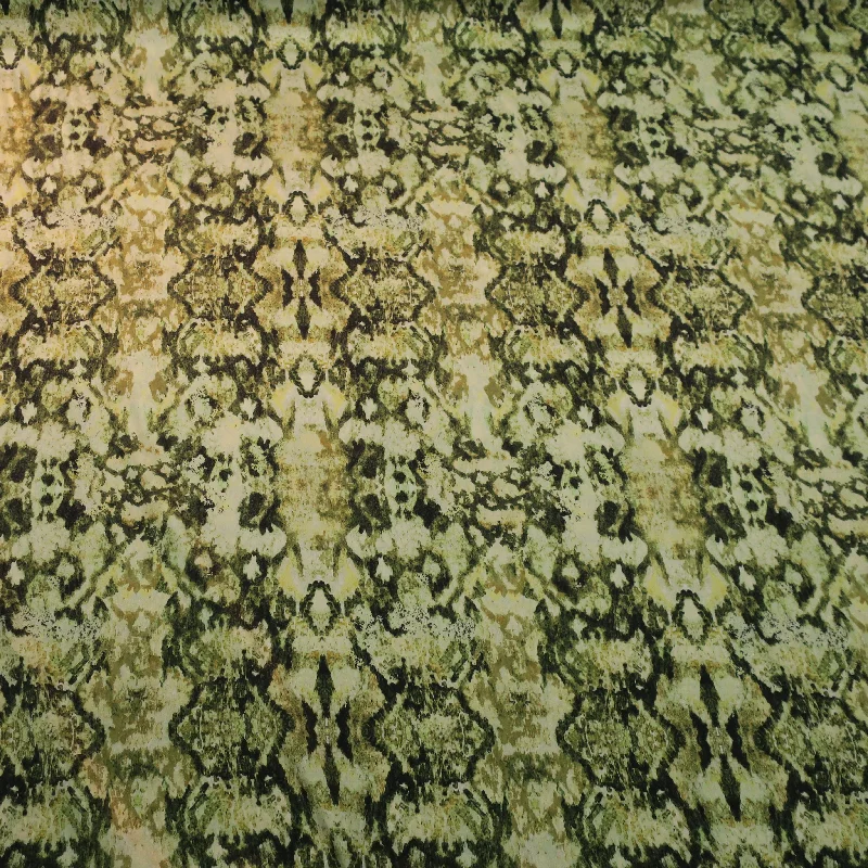 Final Clearance Green Abstract Printed Printed Silk Charmeuse Fabric