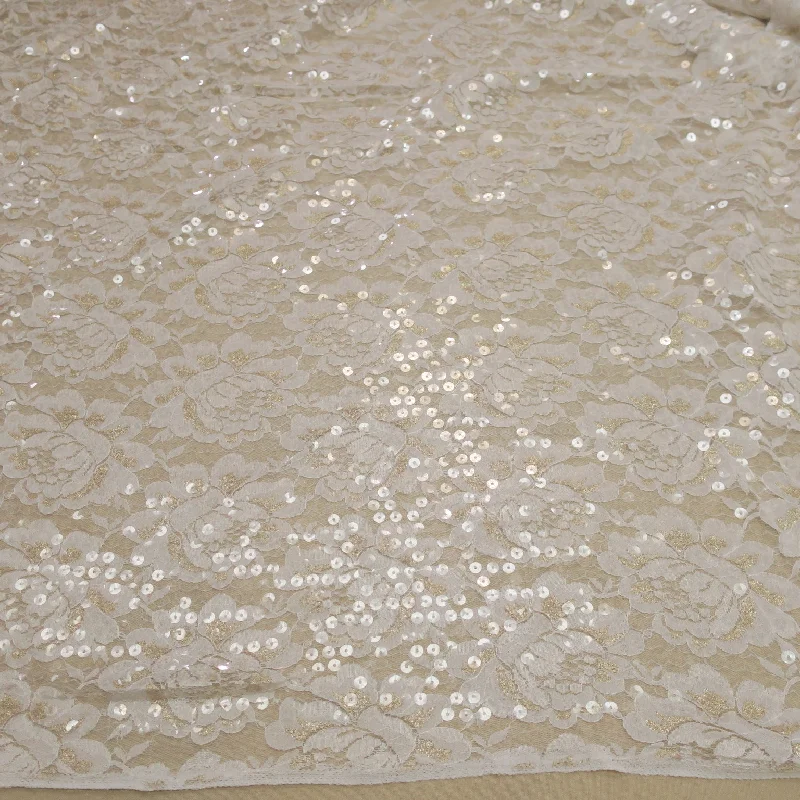 Customer Appreciation Sale Off White Abstract Embroidered Beaded Lace