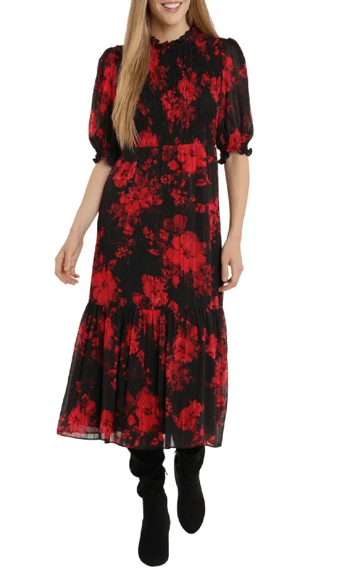 Bonus Savings London Times T6020M - Floral Printed Flowy Dress