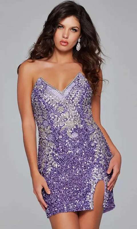 Midnight Madness Jovani 36852 - Strapless Sequin Embellished Cocktail Dress