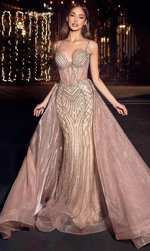 Instant Savings Cinderella Divine CD863 - Sheath Gown with Beaded Corset Bodice
