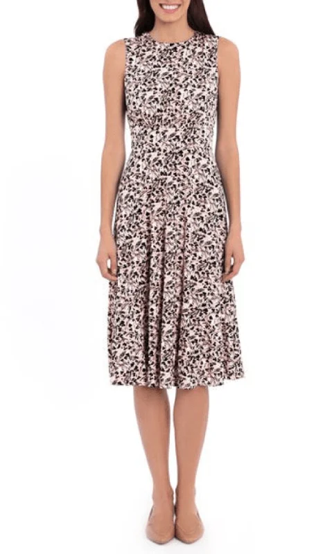Lowest Prices London Times T5758M - Sleeveless Floral Print Midi Dress