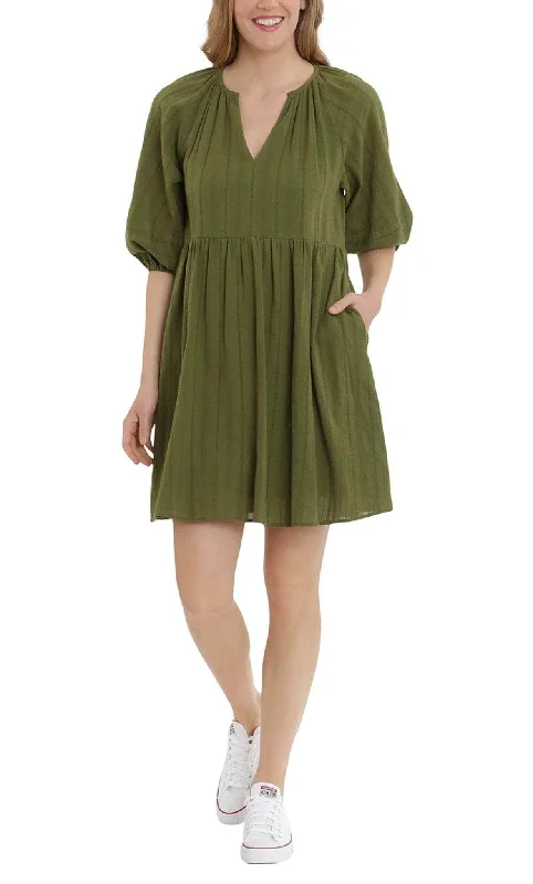 YEAR-End Sale London Times T5795M - Puff Sleeve A-Line Short Dress