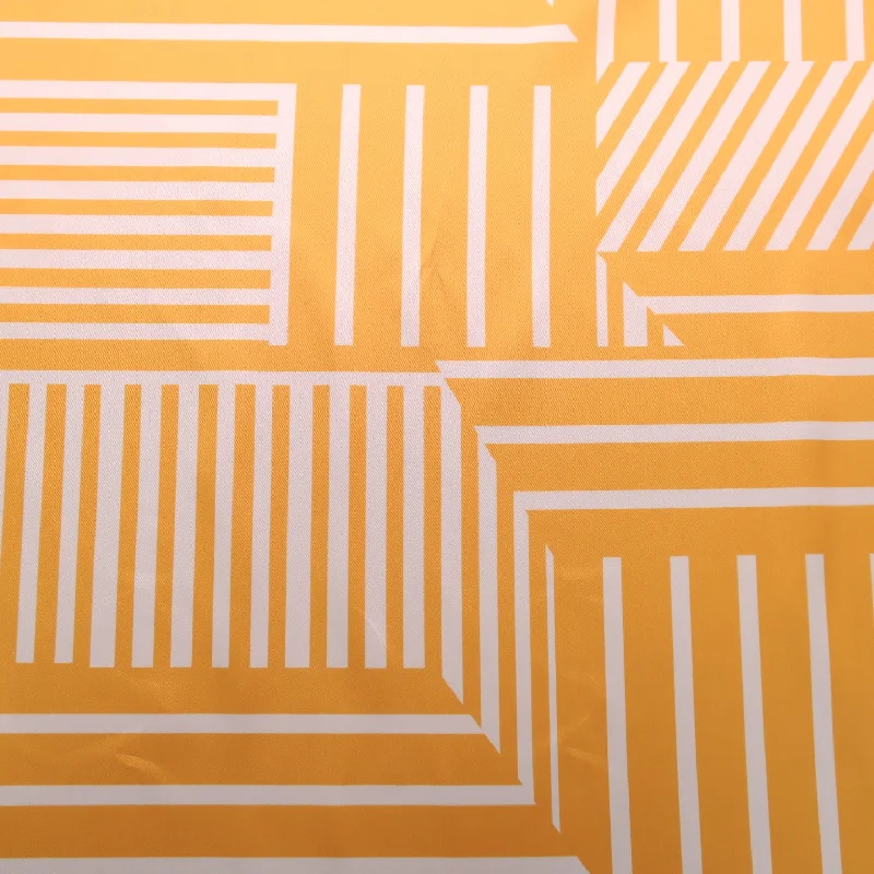 Special Discount Yellow Striped on White Printed Polyester Mikado Fabric