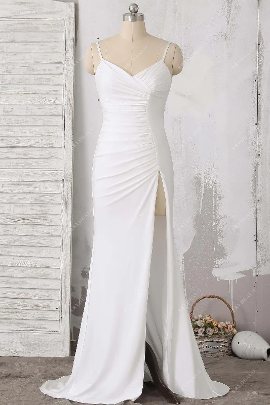 Don't Wait Straps Fit and Flare Slit Bridesmaid Dress