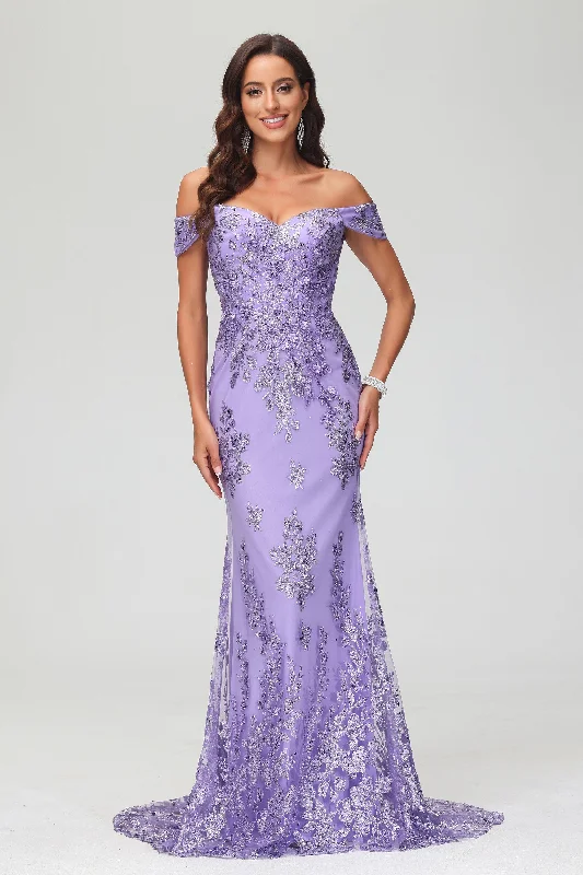 Price Drop Off the Shoulder Sleeveless Elegant Tulle Sweep Train Dress