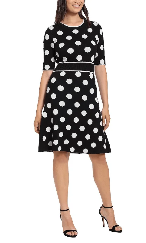 Early Access London Times T6598M - Polka dot Half Sleeve A-line Dress