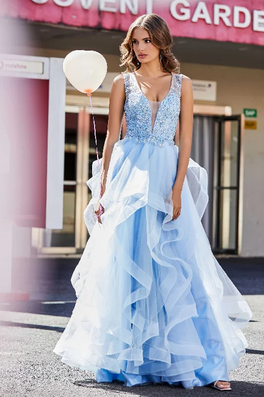 The Best Prices Deep V Neck Ruffle Ruched Tulle Dress