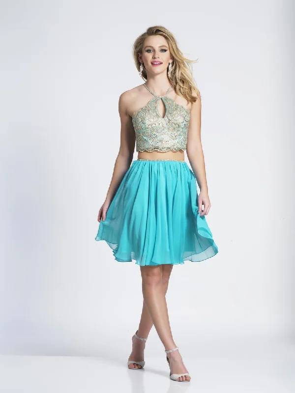 Overstock Dave & Johnny - 3635 Two Piece Metallic Lace Racerback Cocktail Dress