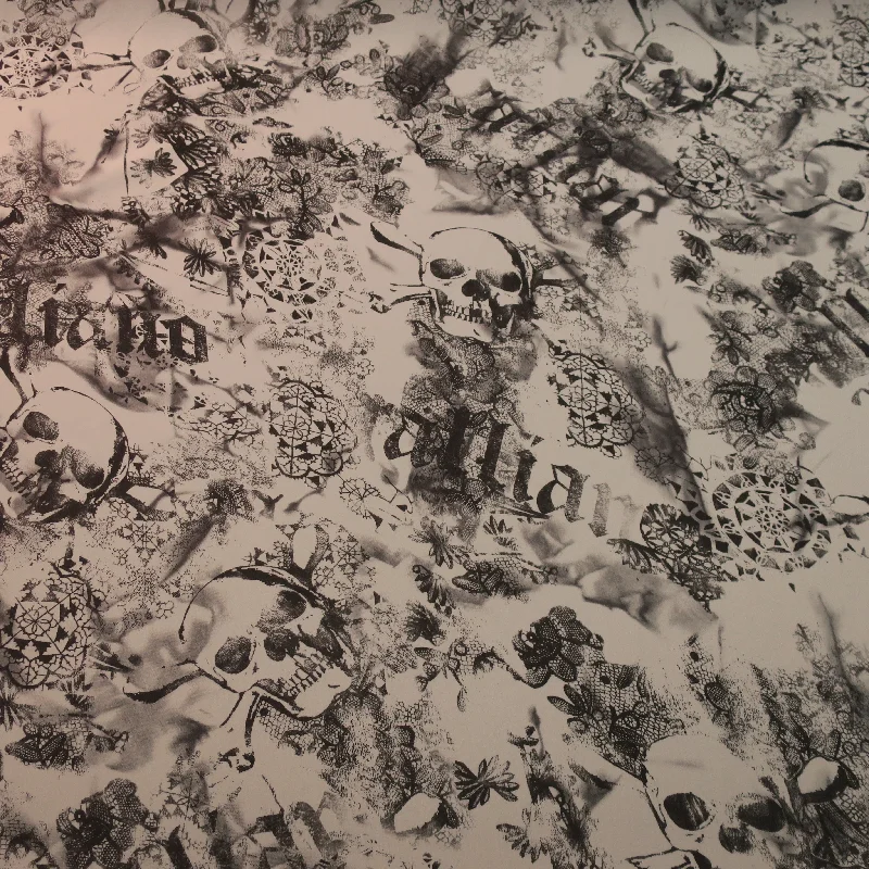 Shop and Save Pirate Skulls Galiano Printed Silk Chiffon Fabric