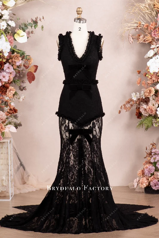 Low Prices Elegant Floral Lace Mermaid Red Carpet Formal Dress