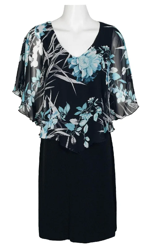 Exclusive Deal Connected Apparel TCN43080M1 - Cape Sleeve Floral Short Dress
