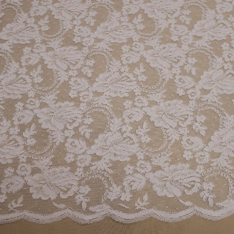Savings Event White Embroidered Tulle Corded Floral Lace