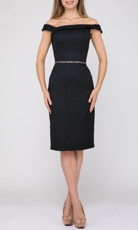 Incredible Offers Terani Couture - 2011C2476 Folded Off Shoulder Sheath Dress