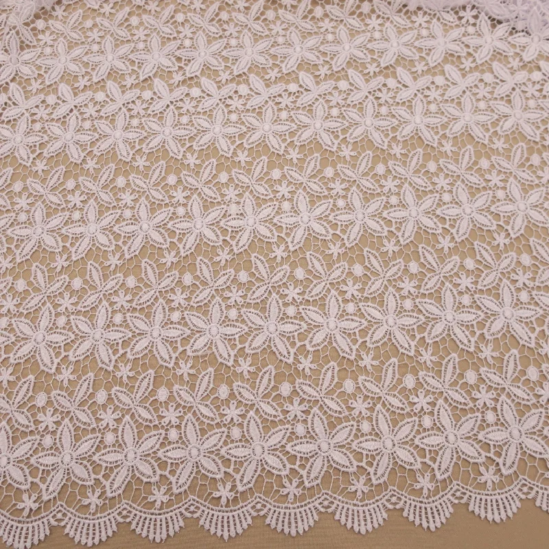 Super Deal White Corded Floral Embroidered with Scallops Guipure Lace