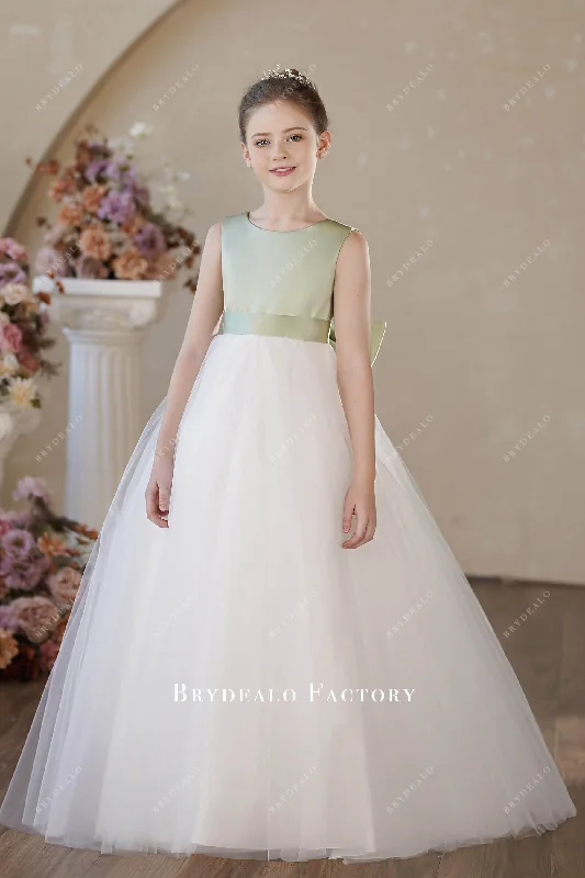 Epic Deals Ready To Ship | Two-Tone Sage Bowknot Tulle Flower Girl Dress