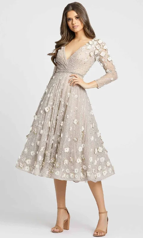 Hurry In Mac Duggal Evening - 67387D V Neckline 3D Floral Lace A-Line Dress