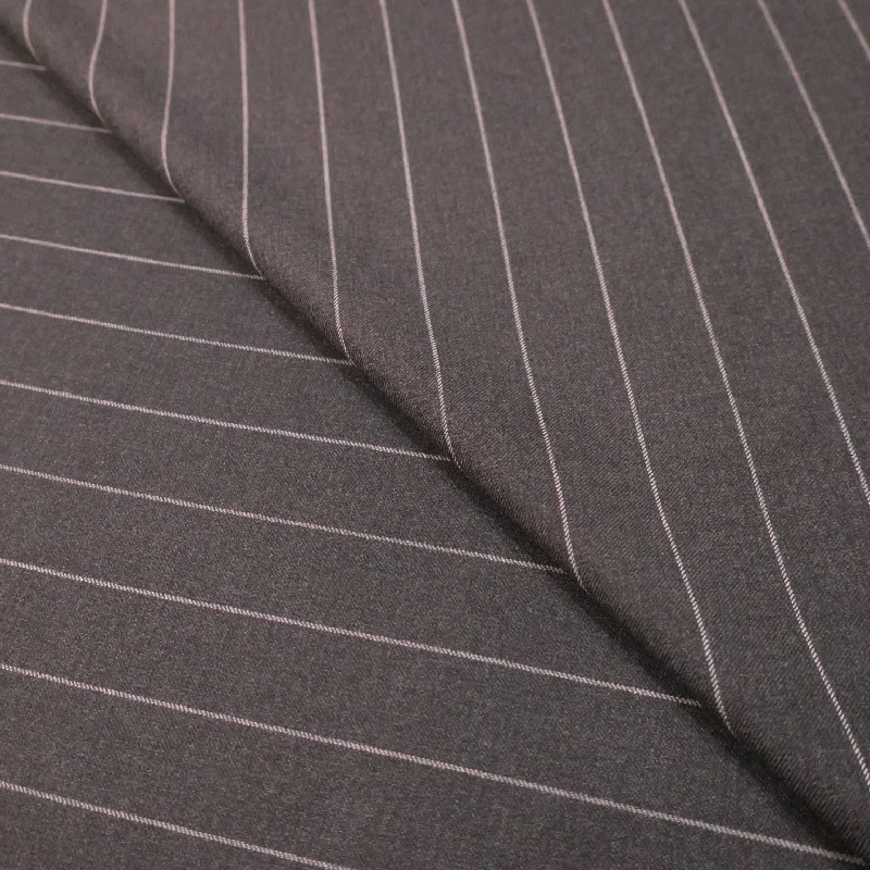Today Only Charcoal and White Striped Loro Piana Wool Suiting Fabric