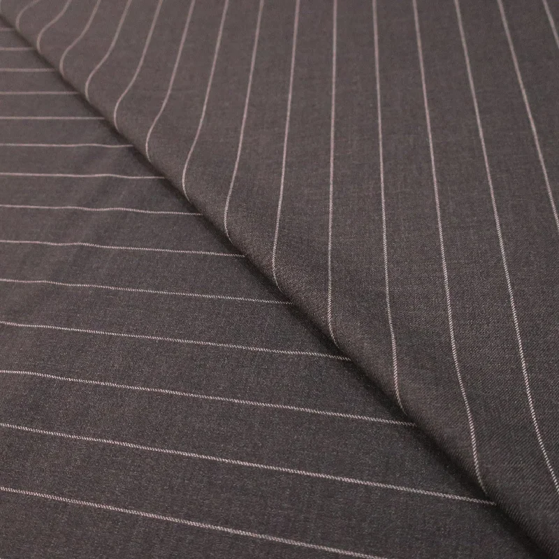 Price Meltdown Charcoal Black and Silver Striped Loro Piana Wool Suiting Fabric
