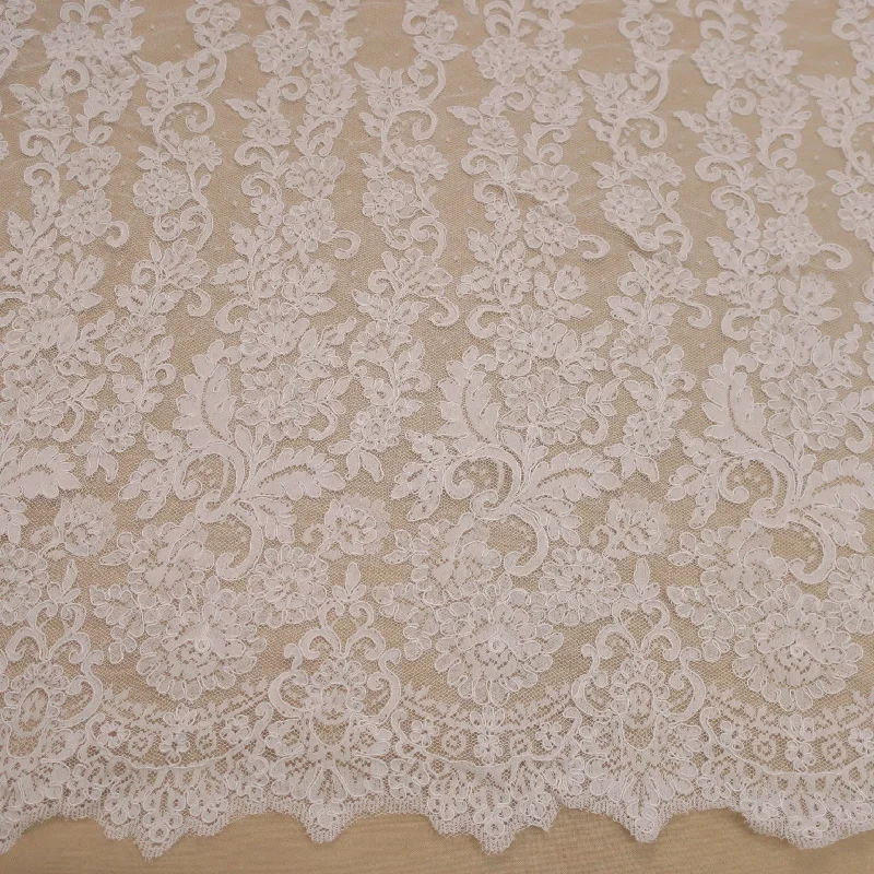 Price Fest White Embroidered Tulle Corded Floral Lace