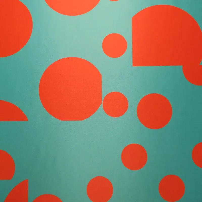 Epic Deals Orange Circles on Green Printed Polyester Mikado Fabric