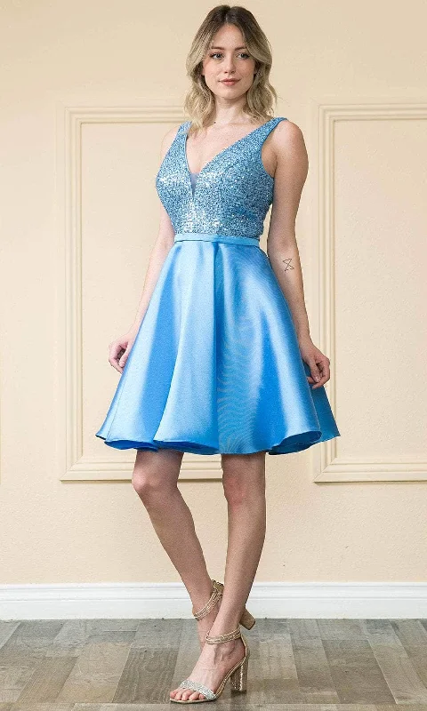 Friends and Family Sale Poly USA 8954 - Sequin Bodice A-Line Homecoming Dress