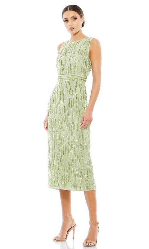 Can't Miss Mac Duggal Cocktail - 70264D Tea Length Geometric Beaded Dress