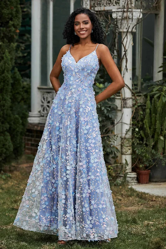 Super Bargain V-neck Flowers Long Lace Dress