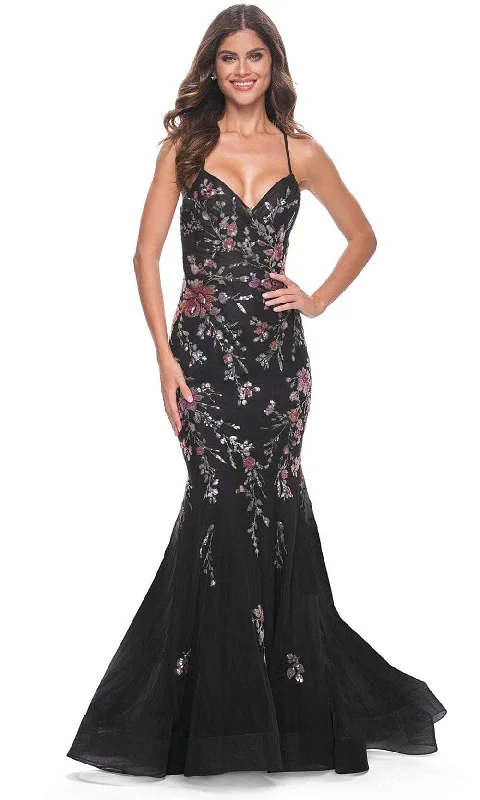 Today’s Deal La Femme 32246 - Lace-Up Back Mermaid Prom Gown