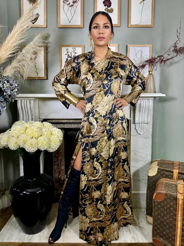 Take Advantage Blondie, silk 40s baroque floral print robe/dress