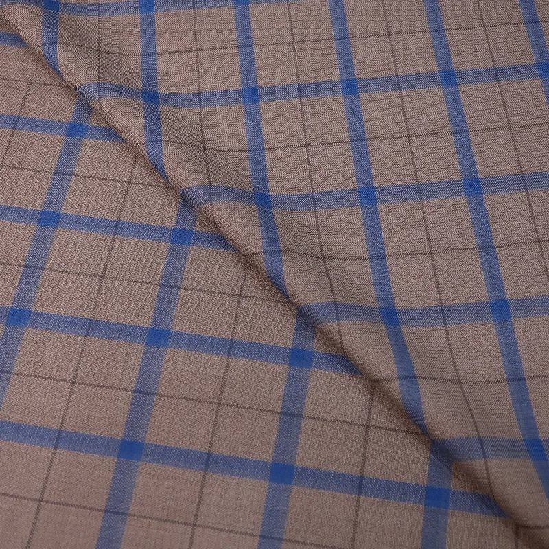 Lowest Prices Beige with Blue Quadrofote Rigob Plaid Emerald Super 130's Ariston Fabric