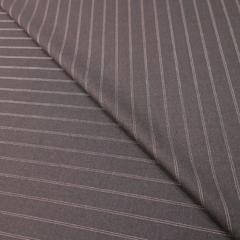 Overstock Sale Charcoal Stripe Loro Piana Super 120's Extrafine Merino Wool Fabric