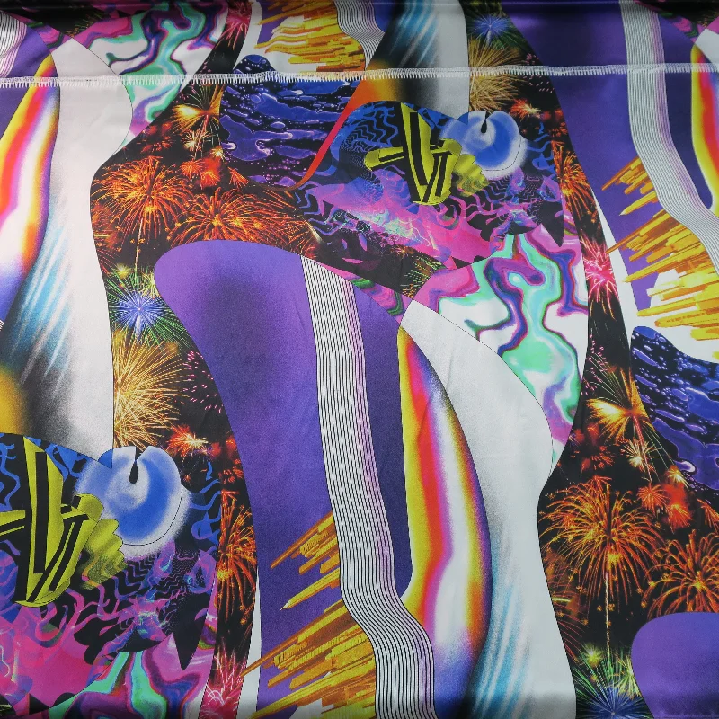 Must-Have Deals Purple Abstract Printed Silk Charmeuse