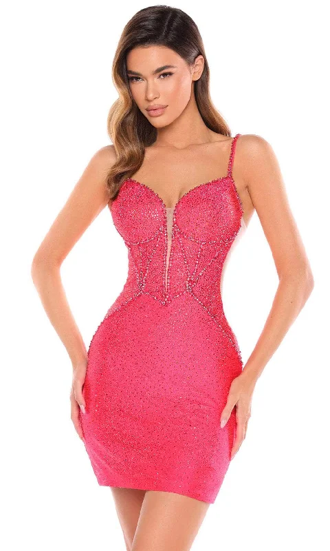 Limited Availability Amarra 88058 - Beads Plunging Sweetheart Cocktail Dress