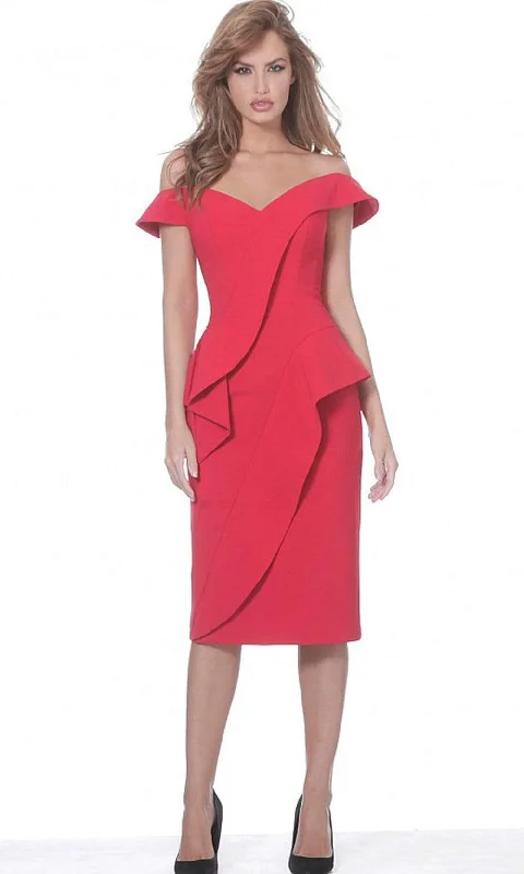 Year-End Sale Jovani - 04426 Off Shoulder Asymmetric Ruffle Accent Cocktail Dress