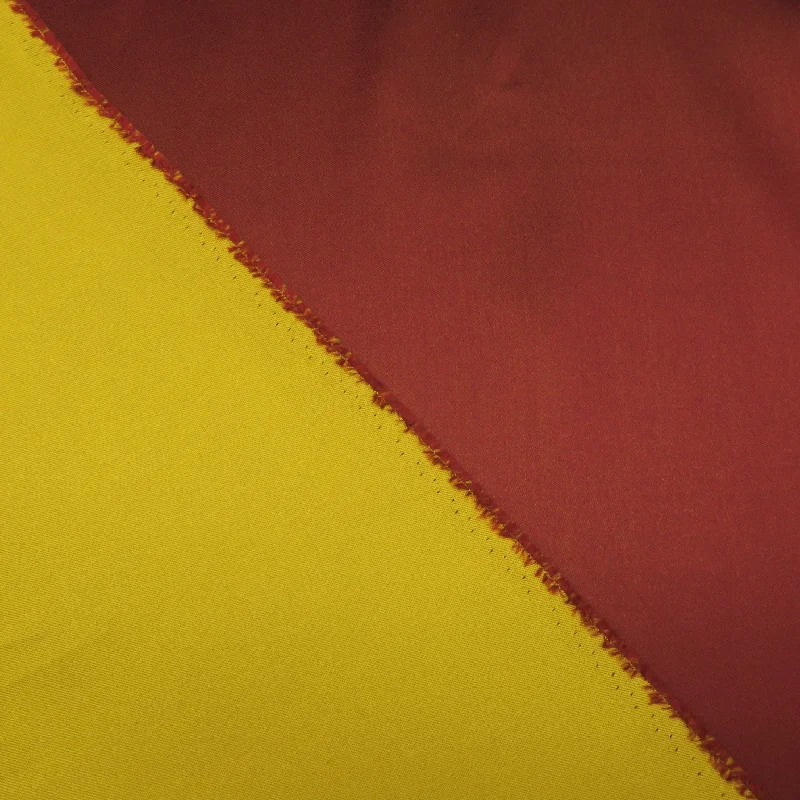 Deal Frenzy Wine and Yellow Double-Sided Solid Silk Mikado Fabric