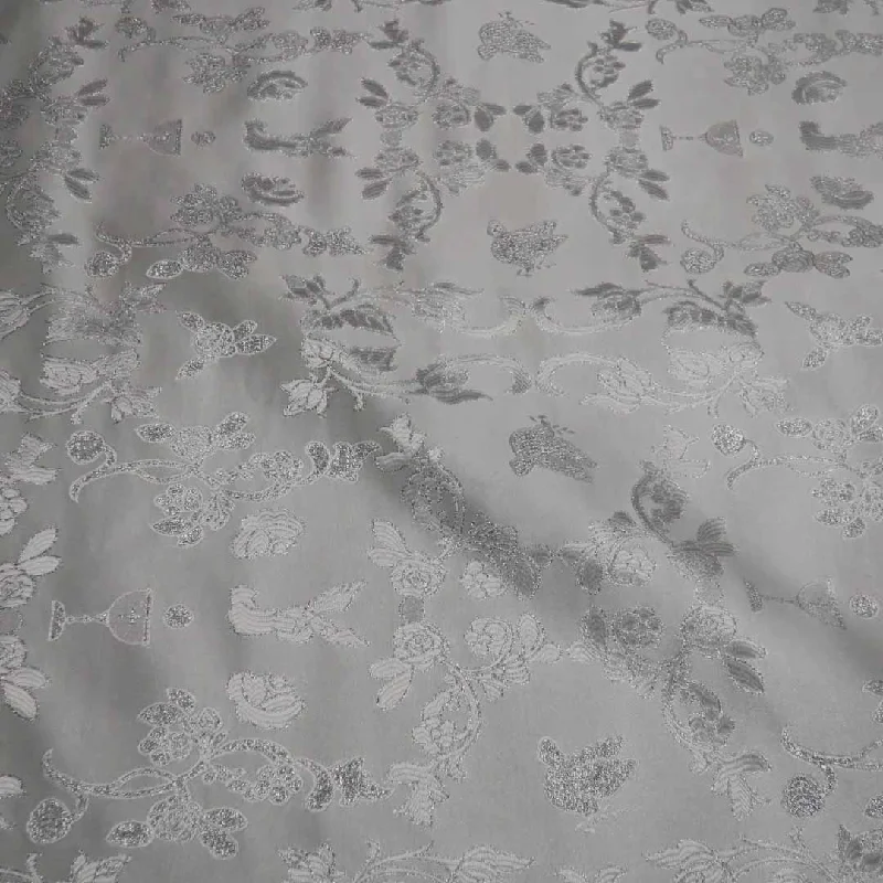 Huge Savings Abstract Textured Silver Brocade Fabric