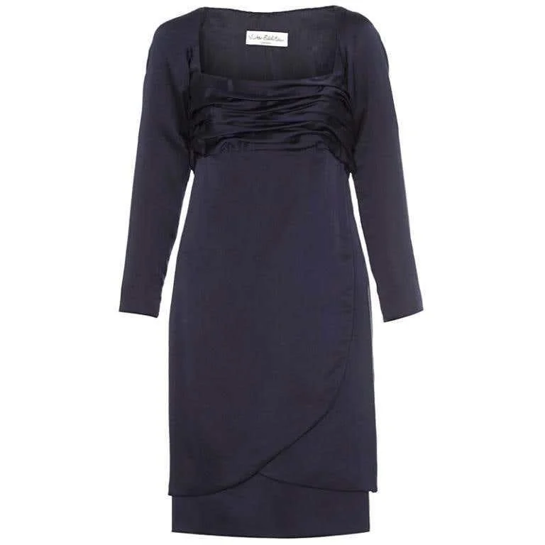 Early Access 1980s Victor Edelstein Couture Navy Silk Dress