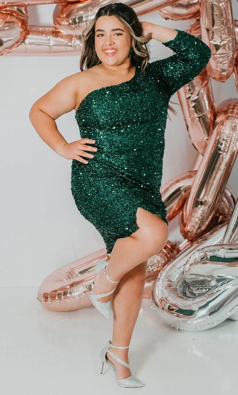 Flash Deals Sydney's Closet SC8112 - Asymmetric Sequin Party Dress