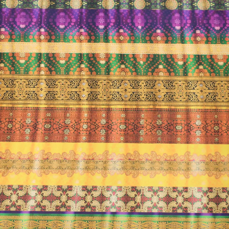 Weekend Flash Sale Multicolored Royal Striped on Printed Polyester Mikado Fabric