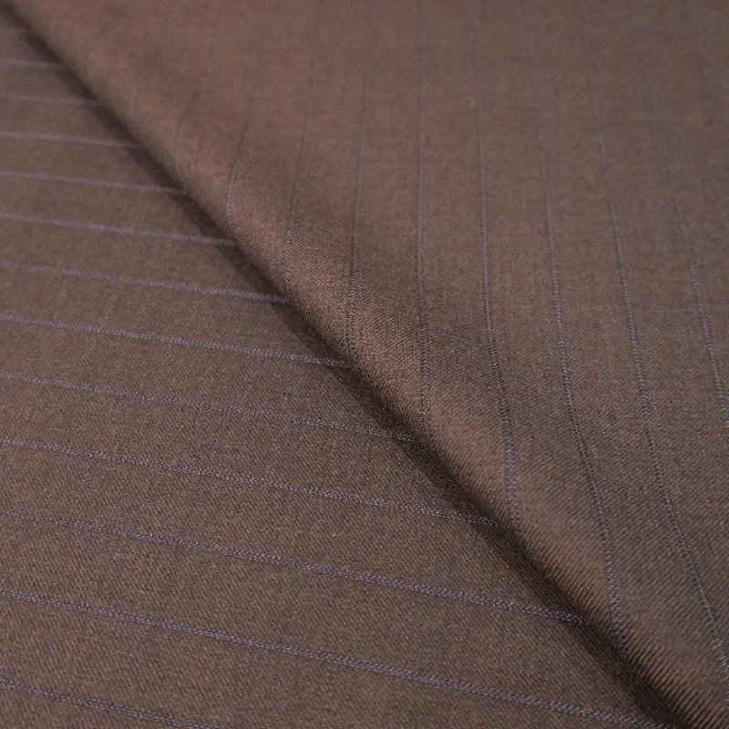 Super Deal Brown and Blue Striped Loro Piana Winter Tasmanian Wool Suiting Fabric