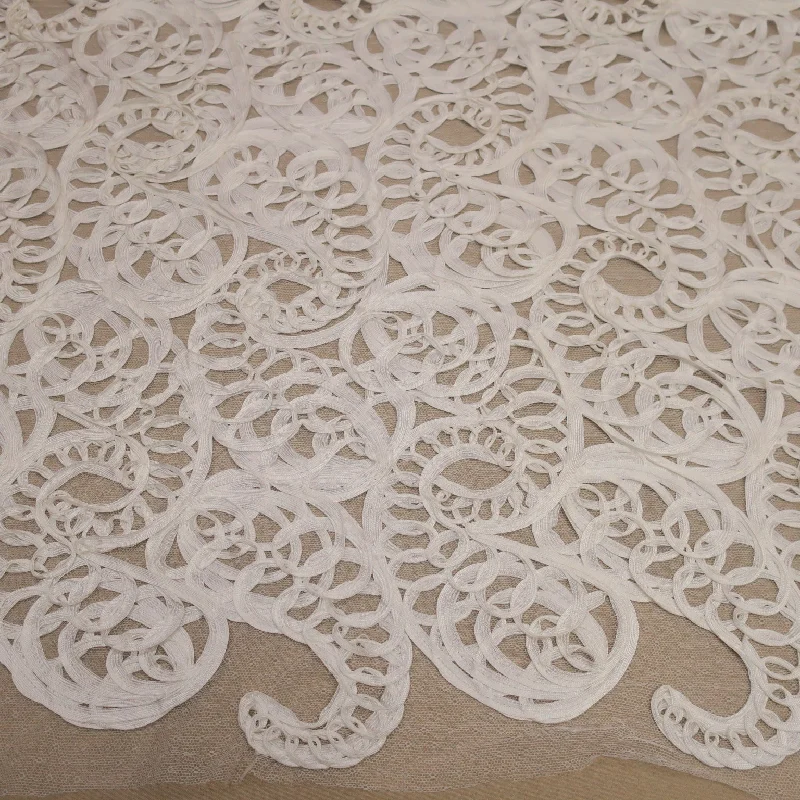 Amazing Deals White High Relief Floral Embroidered Lace