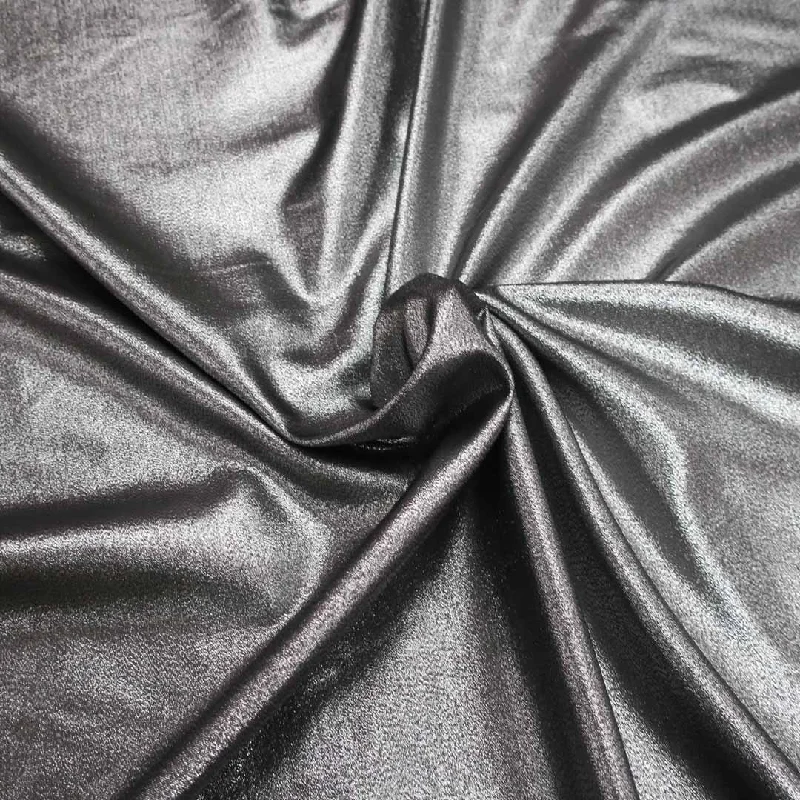 Price Drop Solid Plain Textured Gunmetal Grey Lamé Fabric