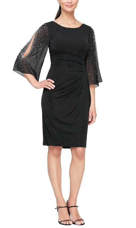 Hurry In Alex Evenings 8127604 - Jeweled Split Sleeve Cocktail Dress