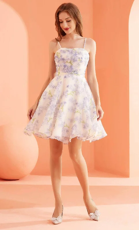 YEAR-End Clearance J'Adore Dresses J22076 - Lavender-Motif Short A-line Dress