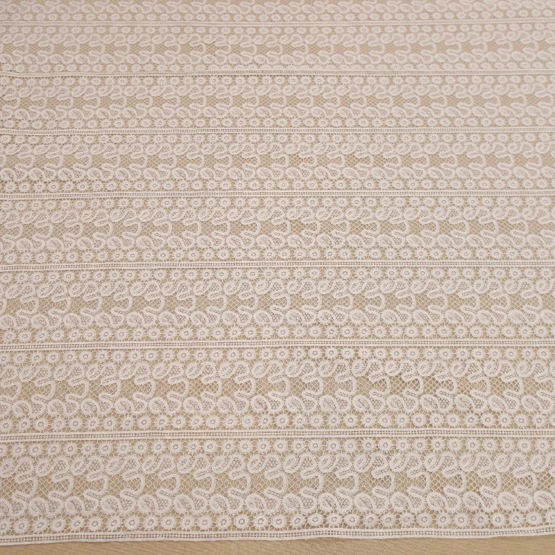 Super Deal White Embroidered Tulle Floral Double Scalloped Lace