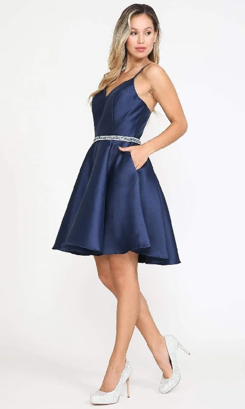 Can't Miss Poly USA - 8420 Spaghetti Strap Mikado A-Line Dress