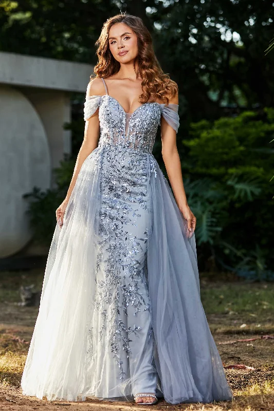 Extra Savings Off Shoulder Applique A-Line Tulle Dress