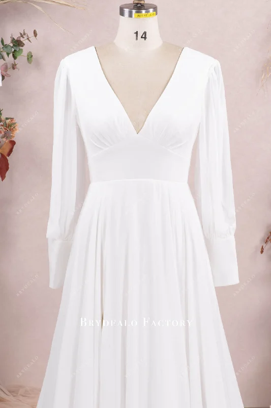 Deal of the Week Ready To Ship | Boho Bishop Sleeve Flowing Slit Wedding Dress